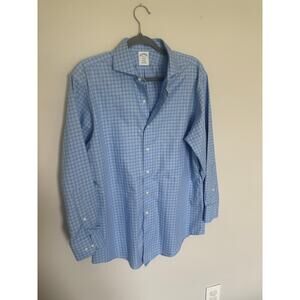 Brooks Brothers 1818 Regent Fit Dress Shirt | 16 32/33 | Blue Plaid Non-Iron
